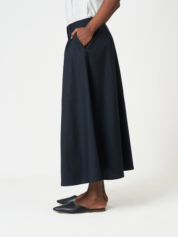 Pleated A-Line Midi Skirt