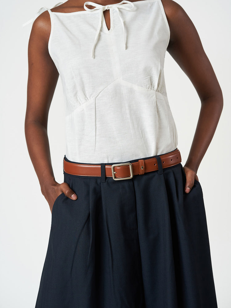 Pleated A-Line Midi Skirt