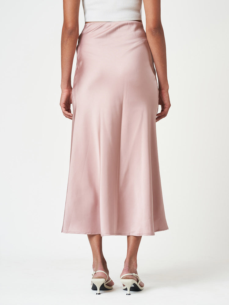 Satin Bias-Cut Midi Soft Drape Elegant Skirt