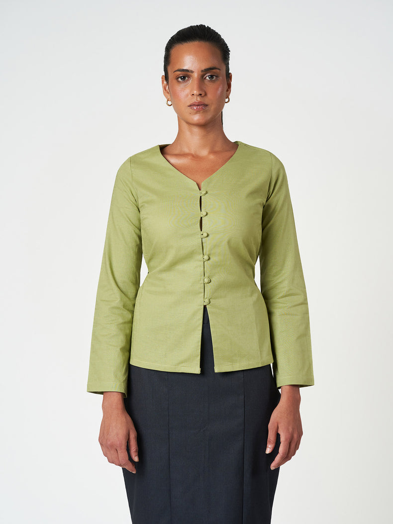 Tie-Back Button Blouse