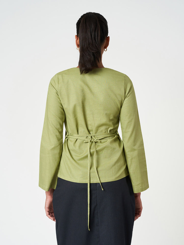Tie-Back Button Blouse