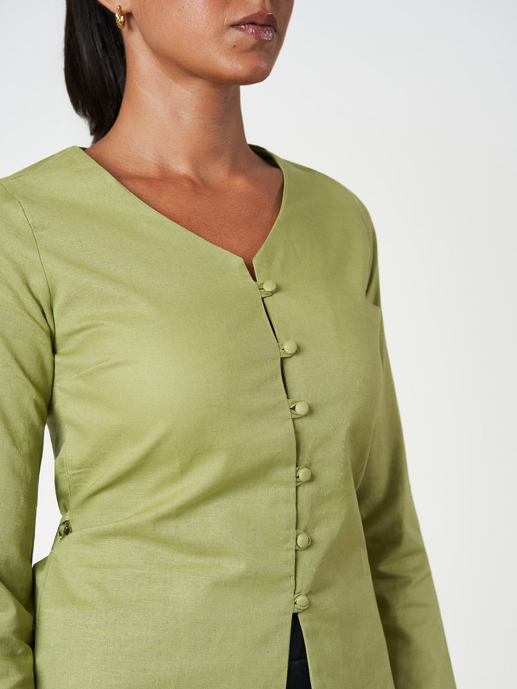 Tie-Back Button Blouse