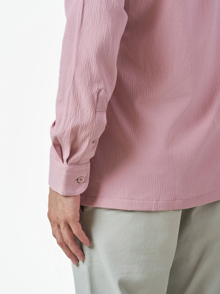 Pink Textured Casual Long Sleeve Shirt