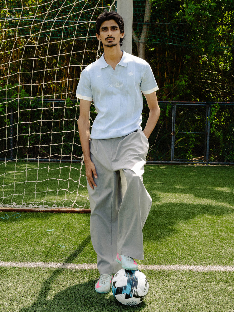 Sky Blue Cotton Knit Polo