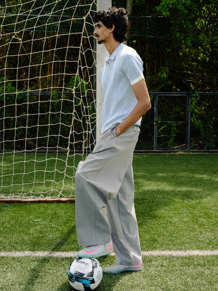 Sky Blue Cotton Knit Polo