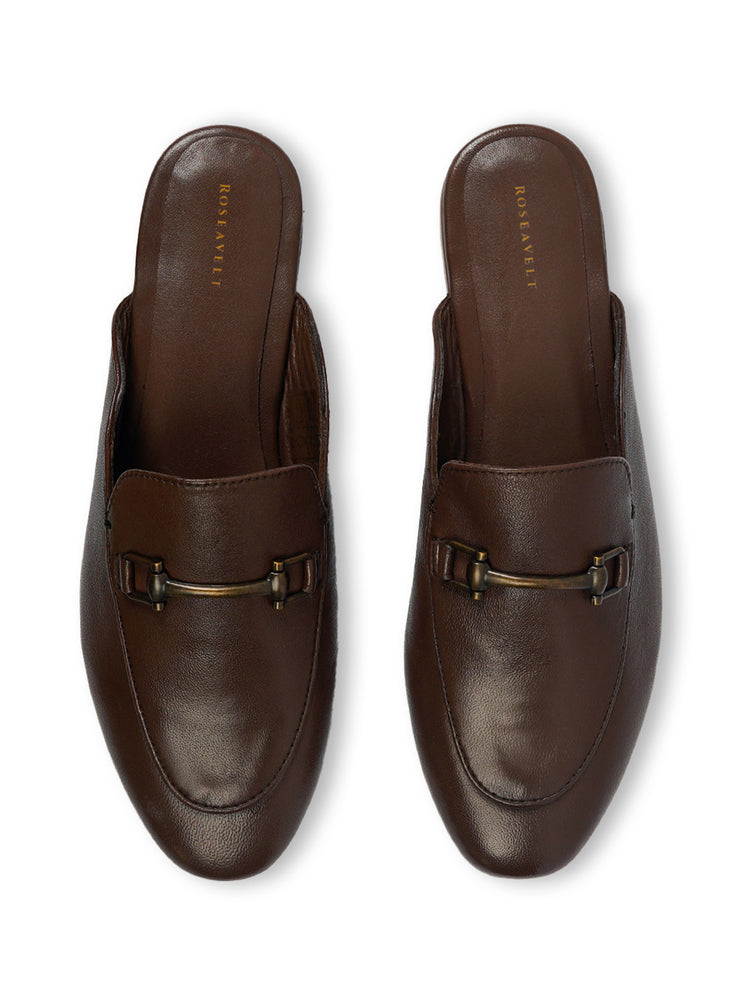 Brown Slip-On Mules Loafers Shoes