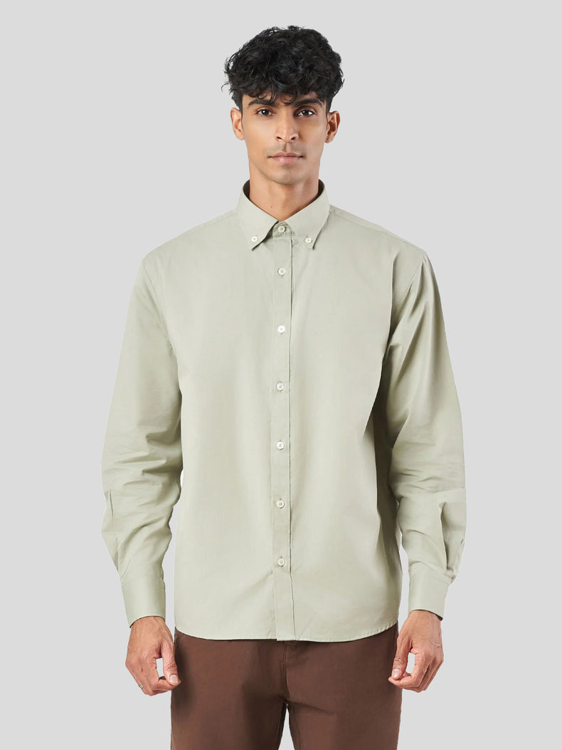 Light Green Cotton Lounge Fit Casual Shirt