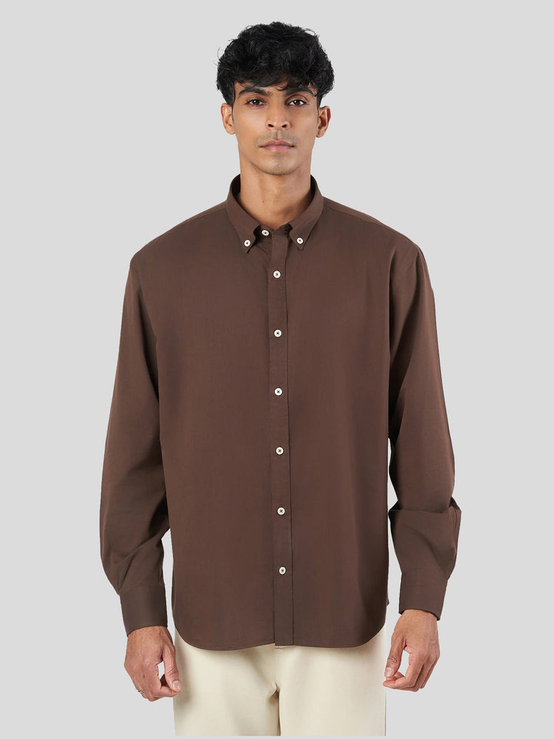Brown Cotton Lounge Fit Casual Shirt
