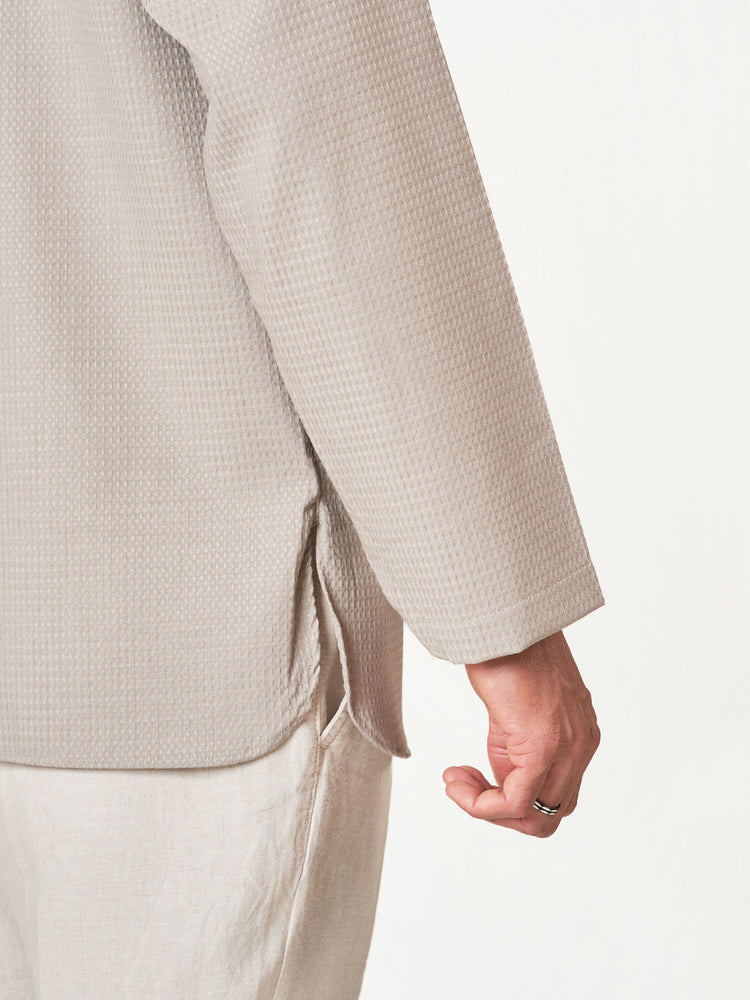 Beige Plain Cotton Casual Kurtha