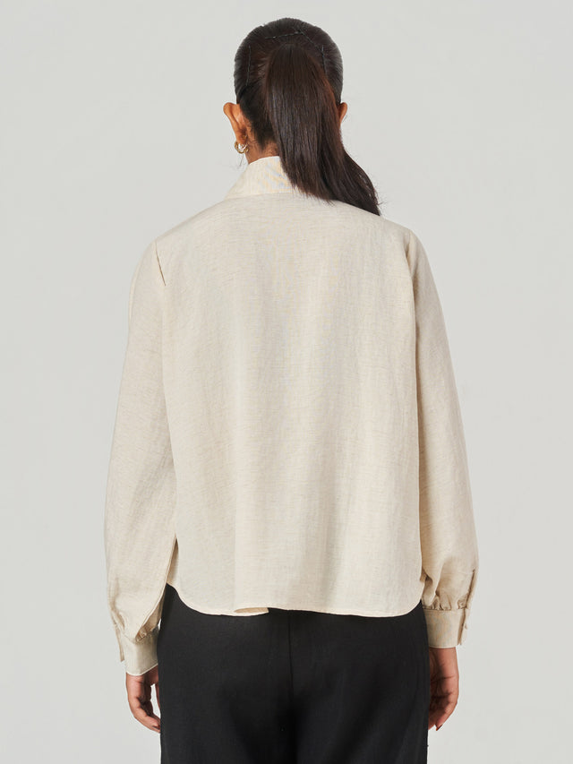 Lyocell Blend Relaxed High Neck Shirt