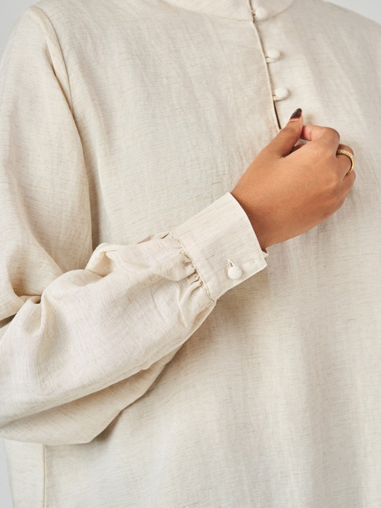 Lyocell Blend Relaxed High Neck Shirt