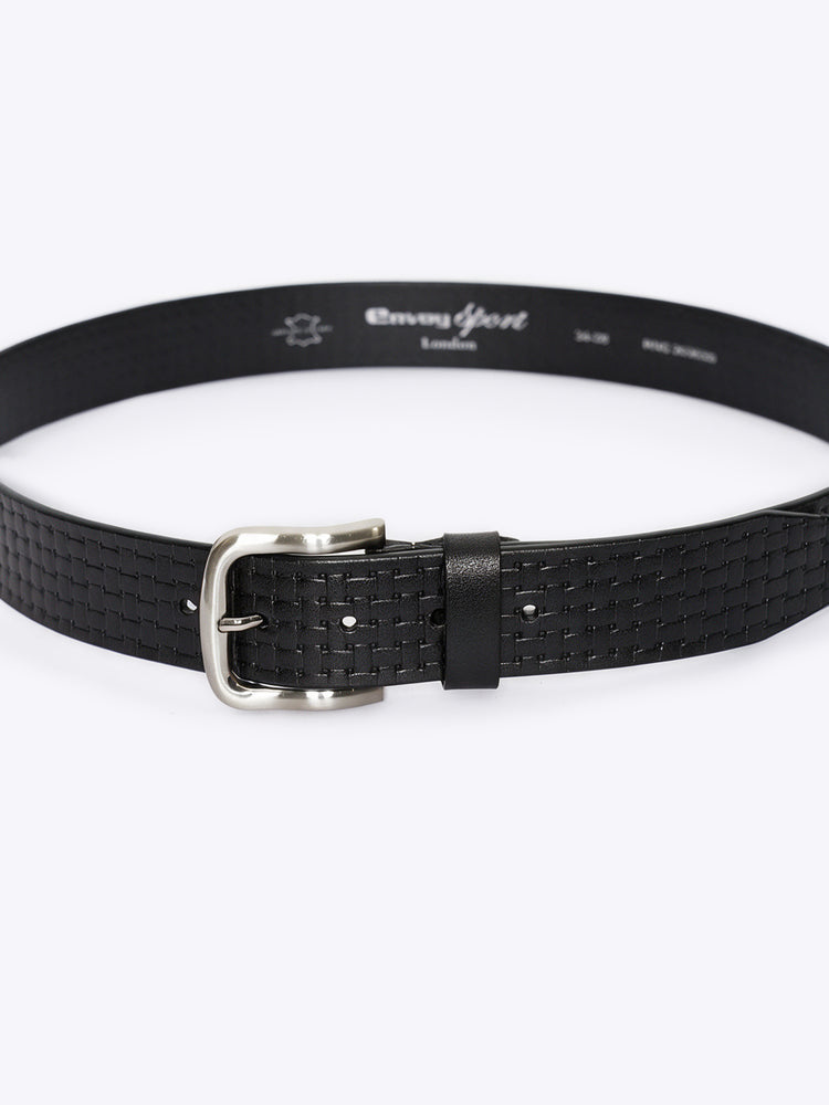 Basket Weave Embossed Full Grain Leather Belt
