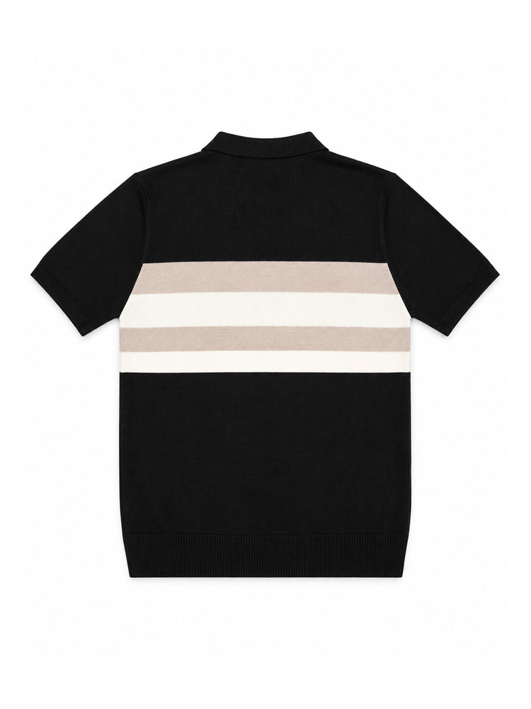 Contrast Stripe Zip Knit Regular Fit Polo Shirt