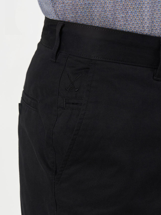 Smart Casual Black Cotton Stretch Slim Fit Chinos