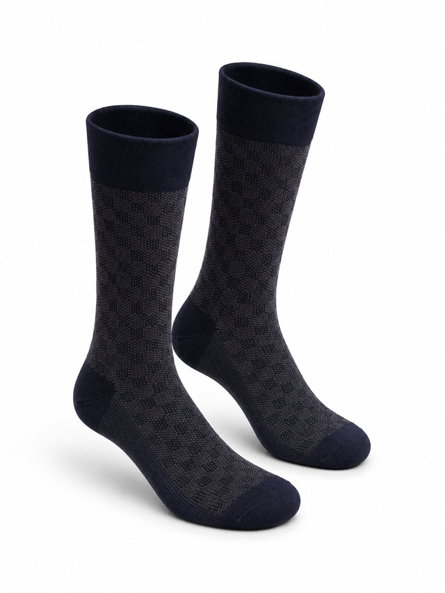 Black & Dark Blue Bamboo Cotton Crew Socks