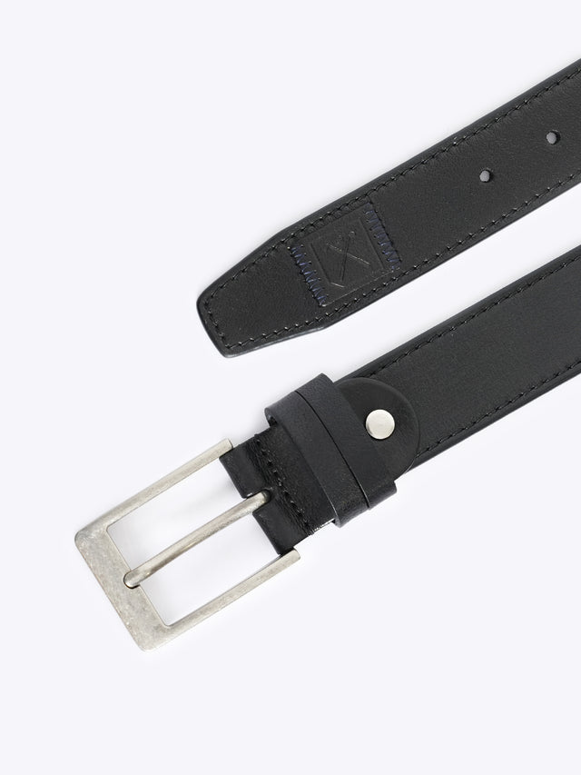 Full Grain Leather Casual Belt with Edge Stitching