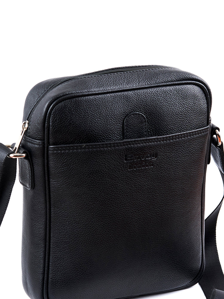 Black Full-Grain Leather Side Bag