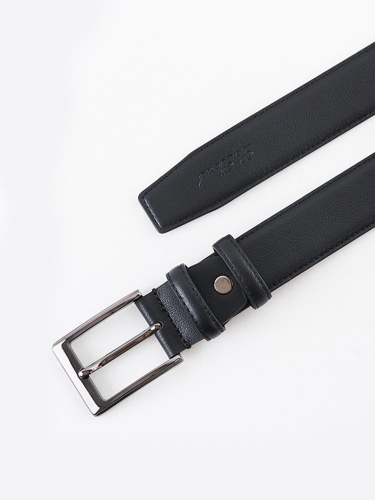 Black Genuine Leather Formal Belt
