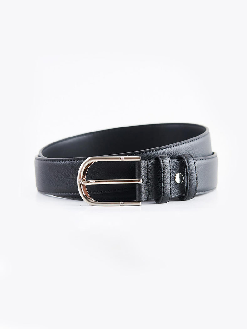 Black Genuine Leather Formal Belt