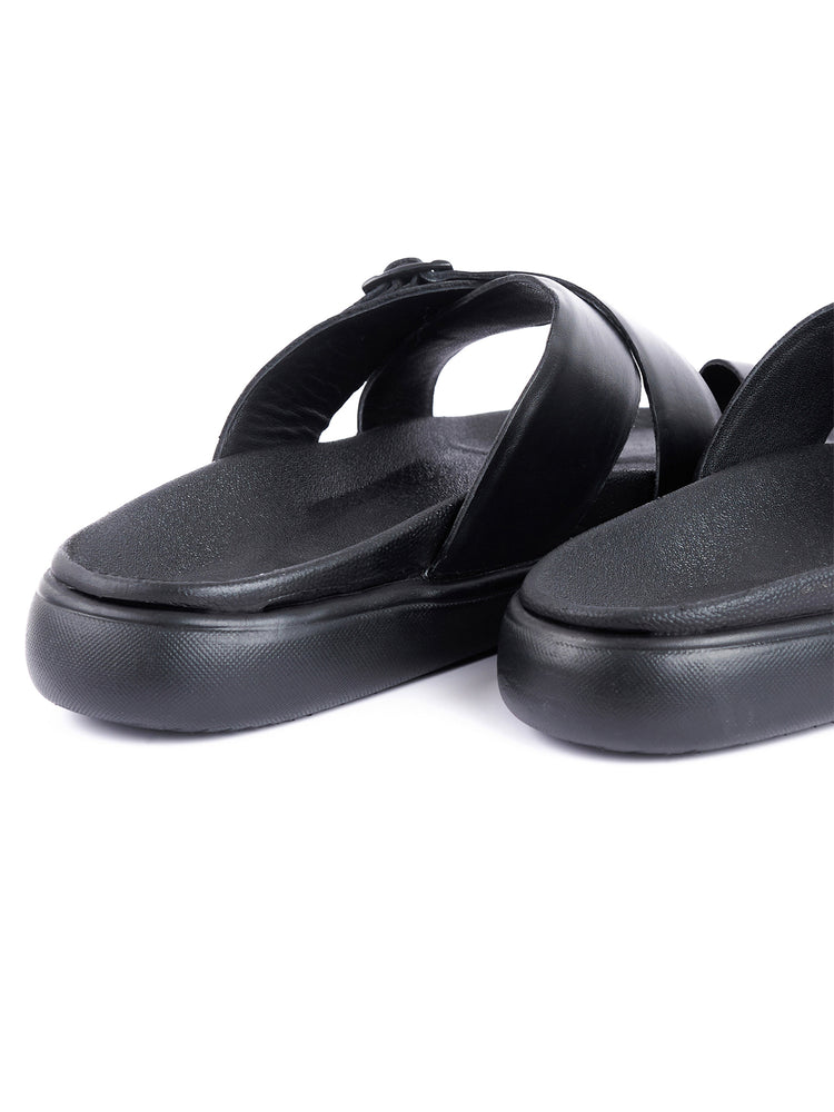 Genuine Leather Double Strap Slipper