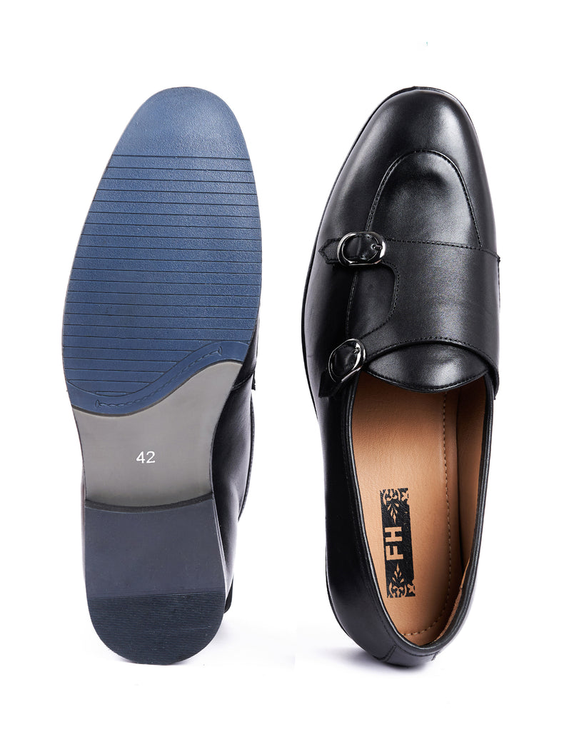 Genuine Leather Double Monk Slip-On Shoes