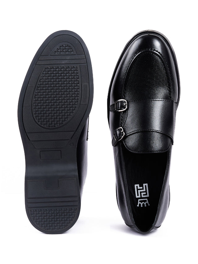 Genuine Leather Double Monk Slip-On Shoes