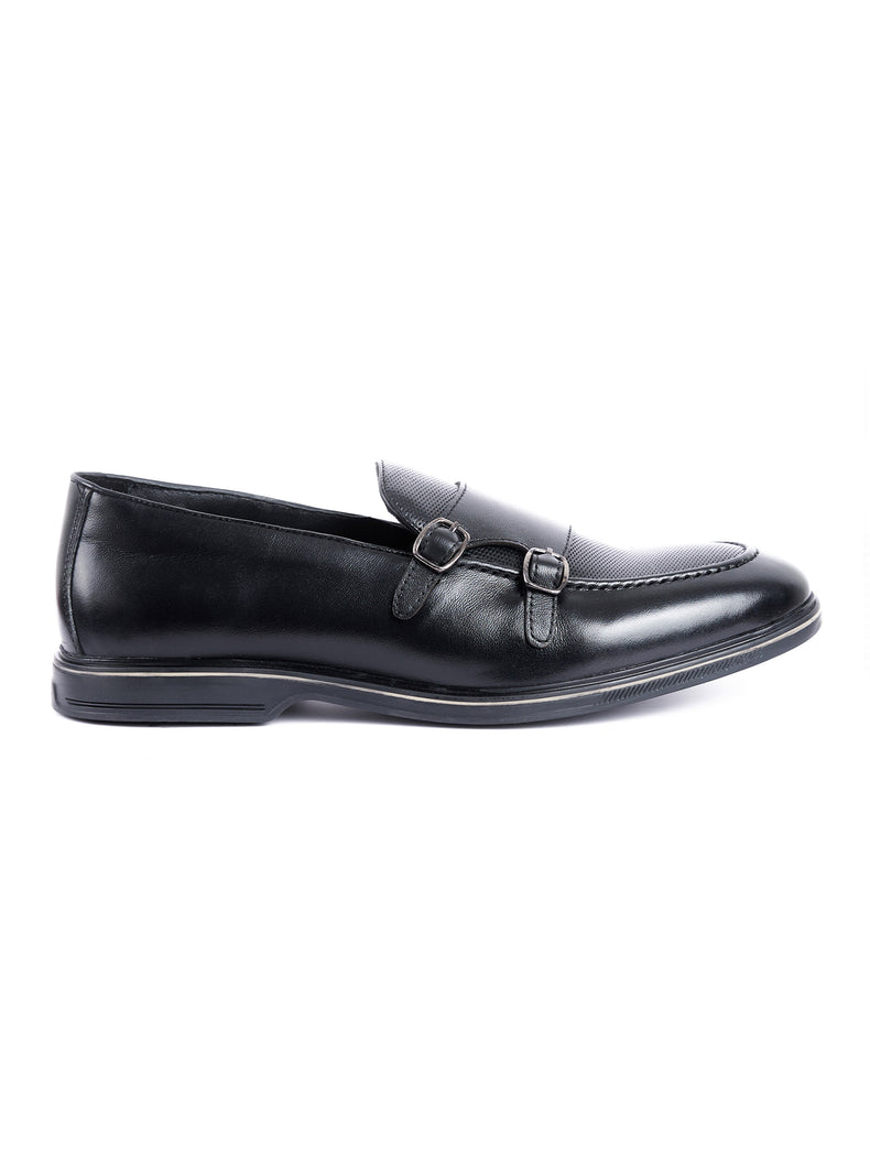 Genuine Leather Double Monk Slip-On Shoes