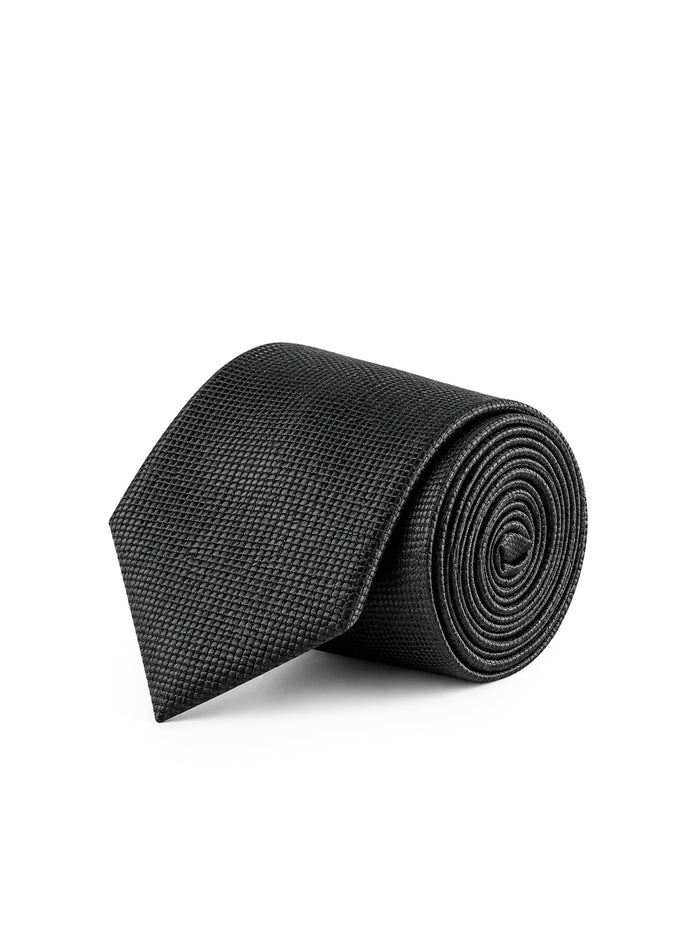 Black Geometric Matte Finish Microfiber Necktie