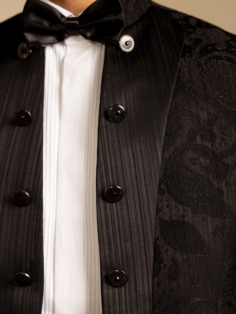 Black Paisley Jacquard Slim Fit Ceremonial Suit