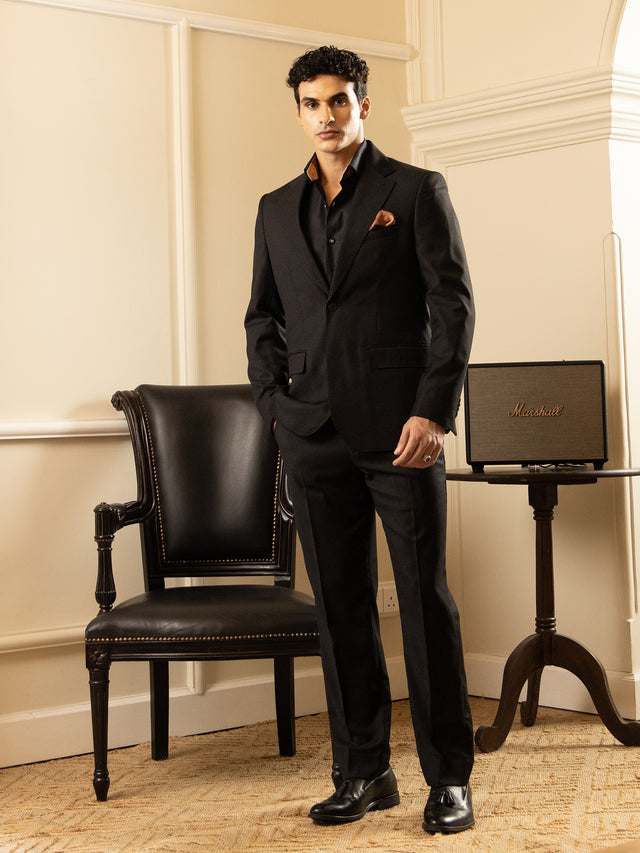 Black Tailored Fit Two Piece Formal Suit