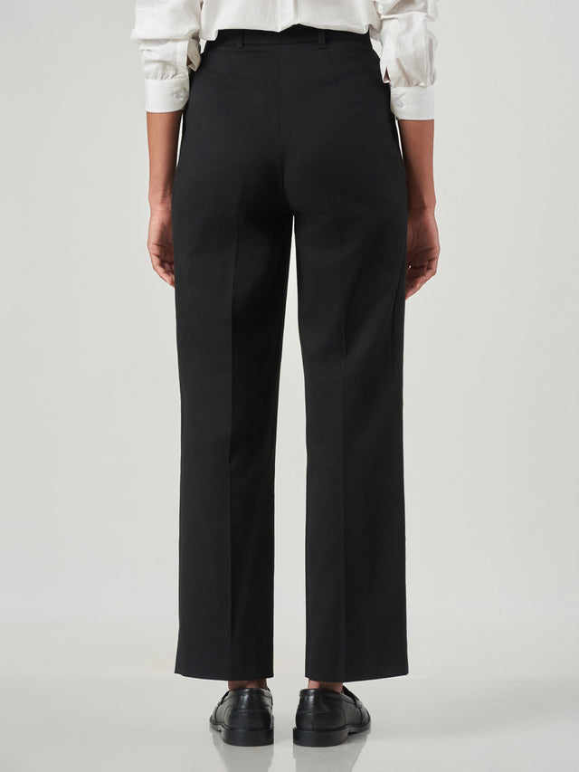 Black Regular Fit Formal Cotton Lycra Trousers