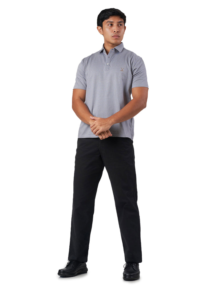 Blue Cotton Design Polo T-Shirt