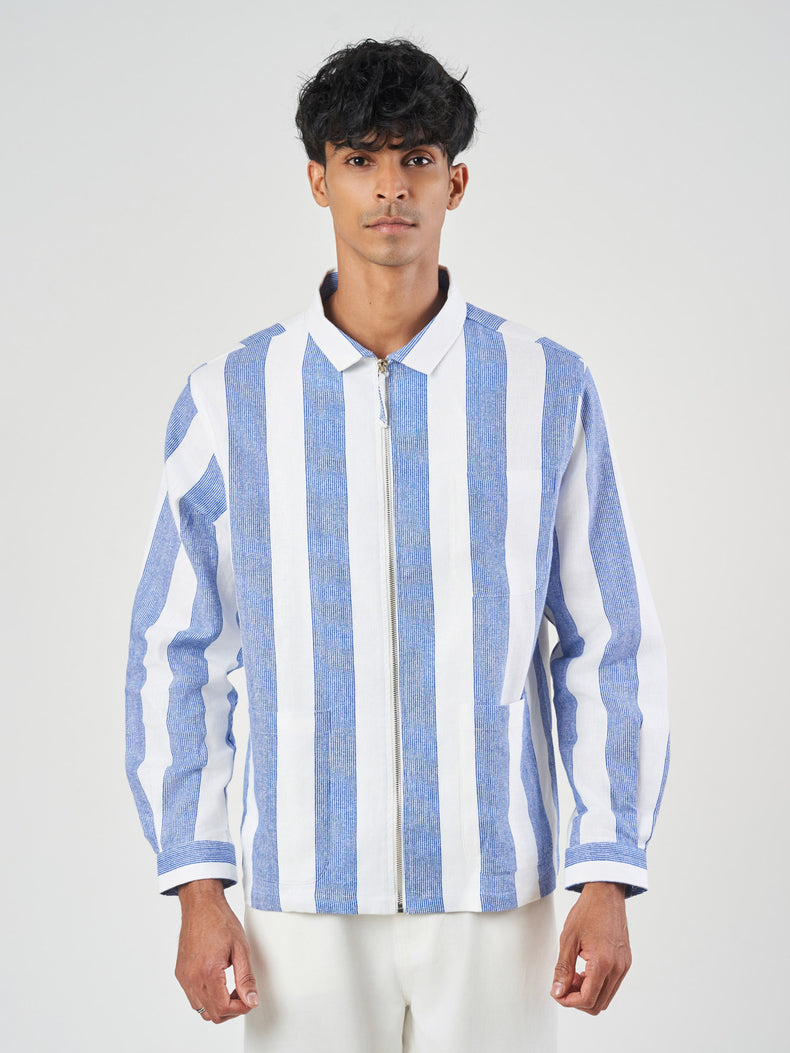 Linen Blend Zip Front Shacket