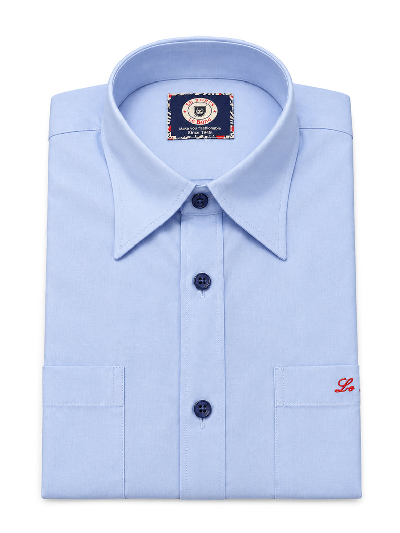 Blue Plain Cotton Slim Fit Shirt