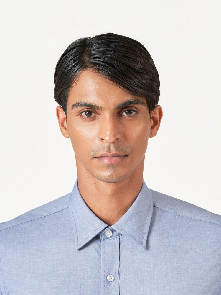Blue Plain Long Sleeve Formal Shirt