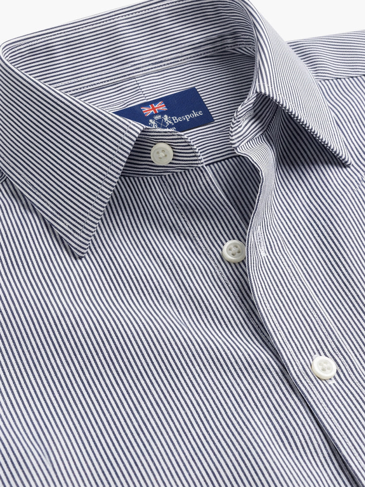 Blue Striped Cotton Twill Custom Shirt