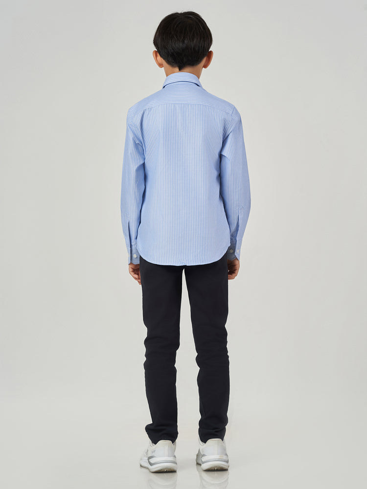 Blue Striped Regular Fit Long Sleeve Shirt
