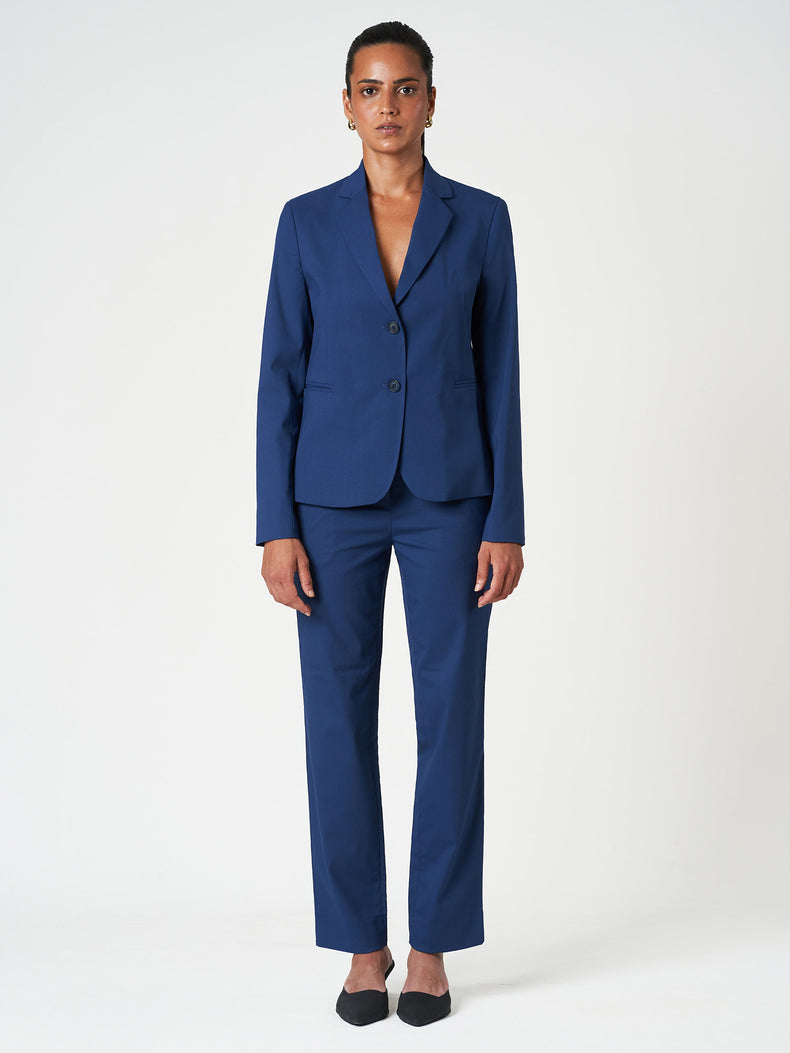 Blue Regular Fit Formal Suit Set with Straight-Leg Trousers