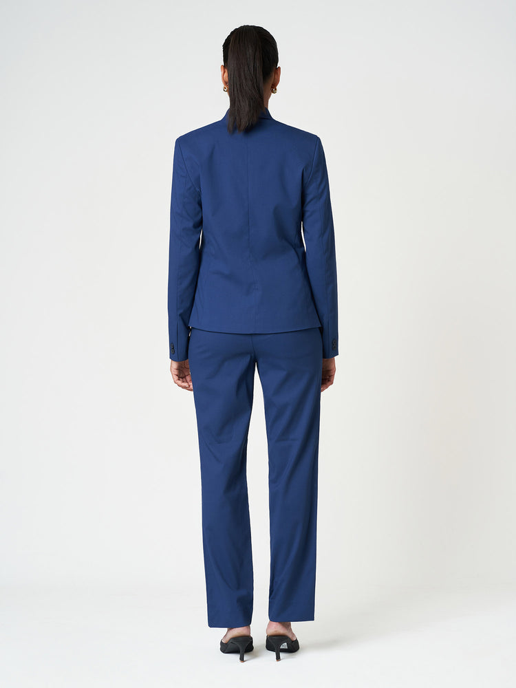 Blue Regular Fit Formal Suit Set with Straight-Leg Trousers