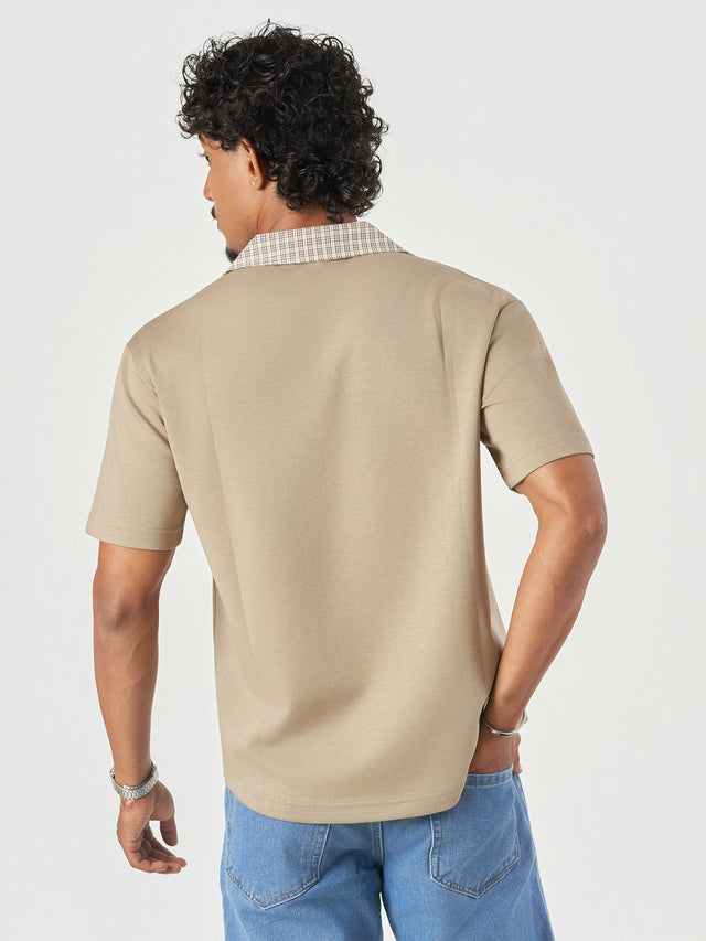 Brown Cotton Polo T-Shirt