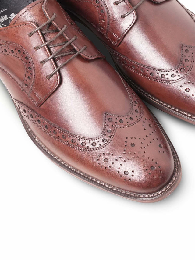 Full Grain Leather Embossed Lace-Up Shoes