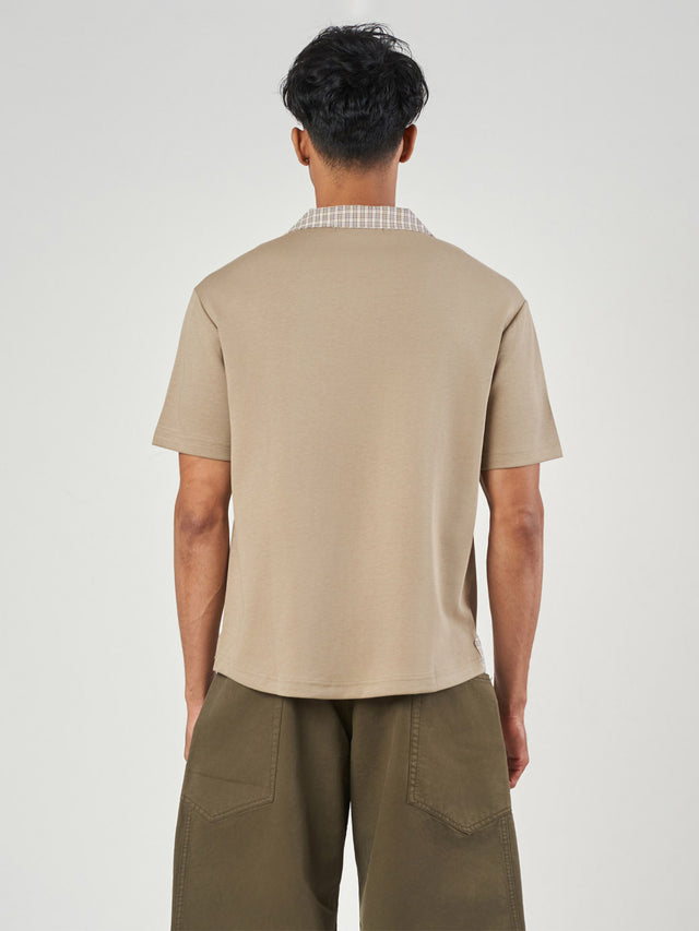 Brown Cotton Polo T-Shirt