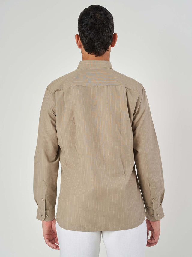 Striped Cotton Linen Regular Fit Shirt