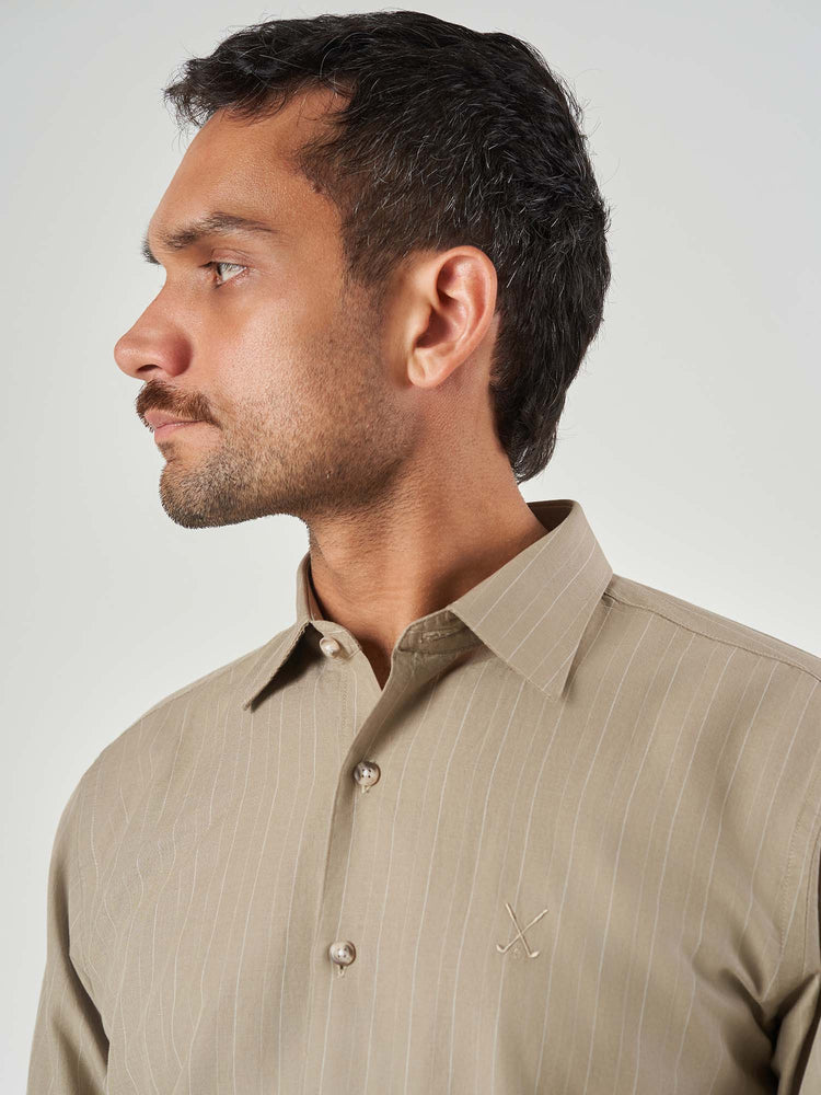 Striped Cotton Linen Regular Fit Shirt