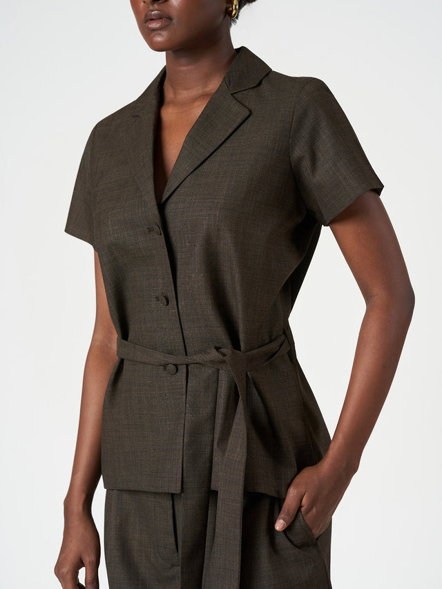 Brown Single-Breasted Tailored Trouser Suit Set