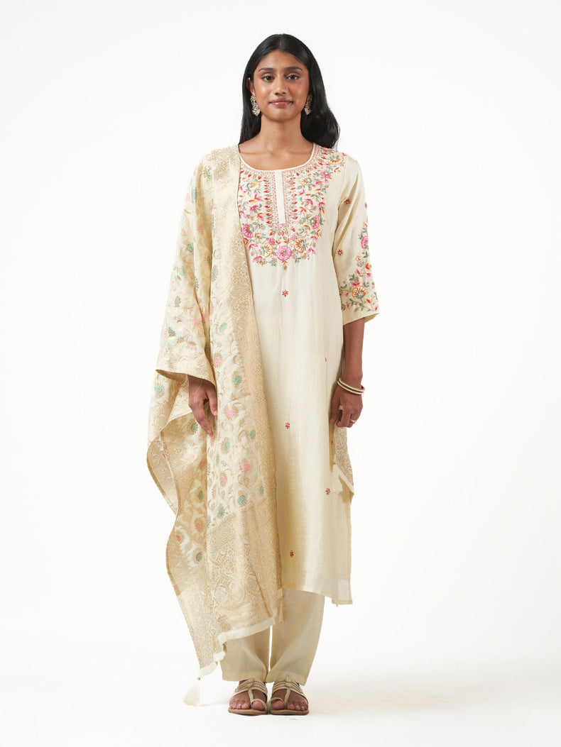 Silk Embroidered Shalwar Set