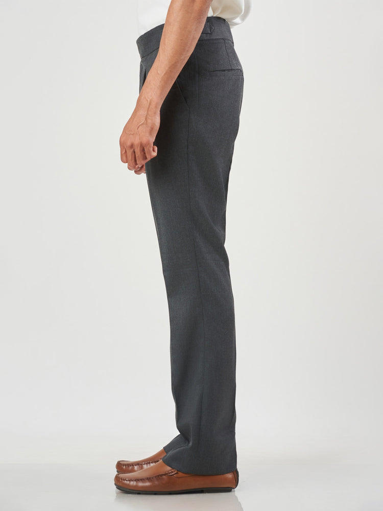 Charcoal Grey Checked Relaxed Fit Smart Casual Trousers