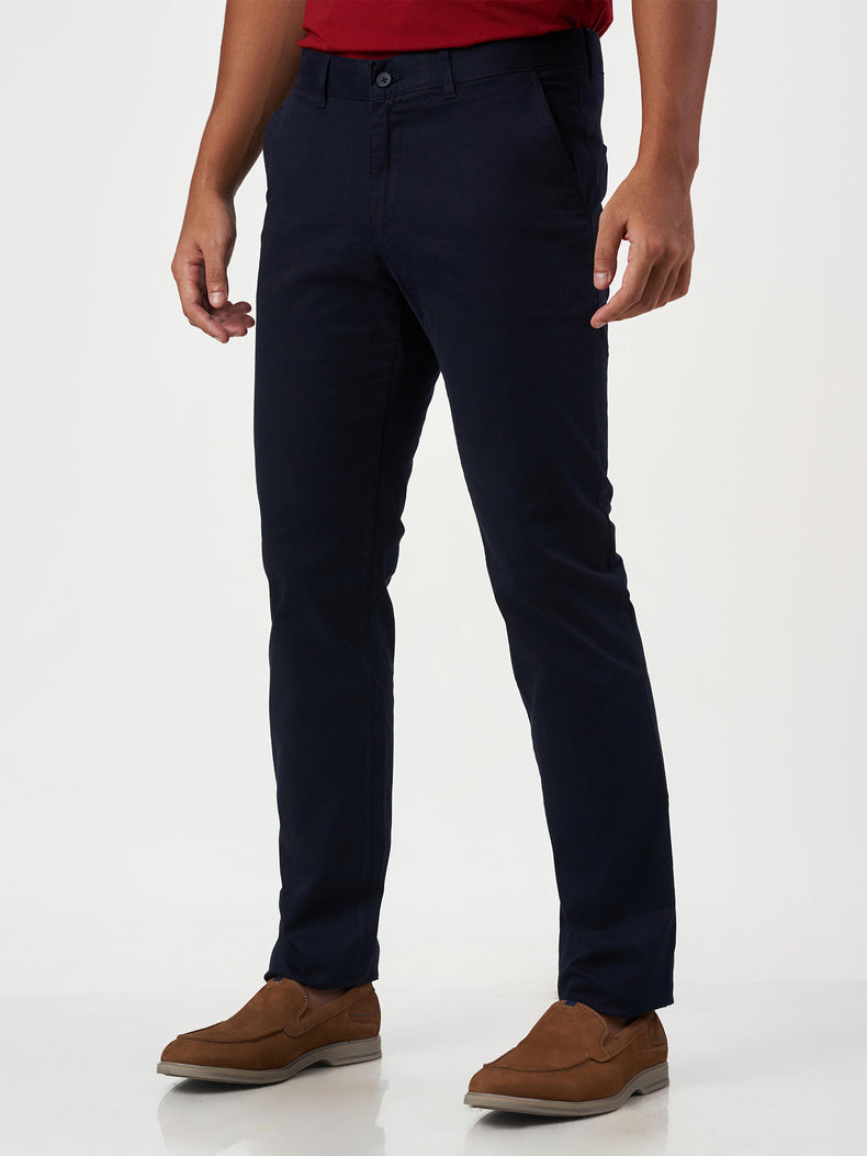 Smart Casual Dark Blue Cotton Stretch Chikago Fit Chinos