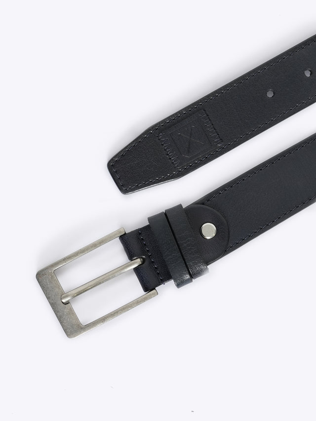Full Grain Leather Casual Belt with Edge Stitching