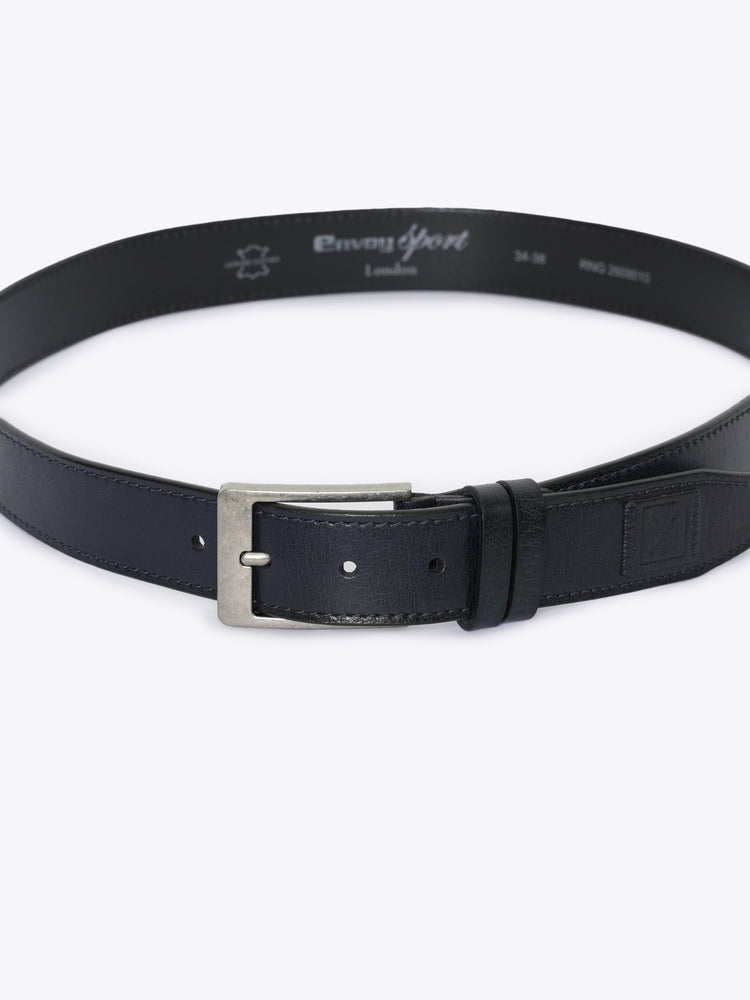 Full Grain Leather Casual Belt with Edge Stitching